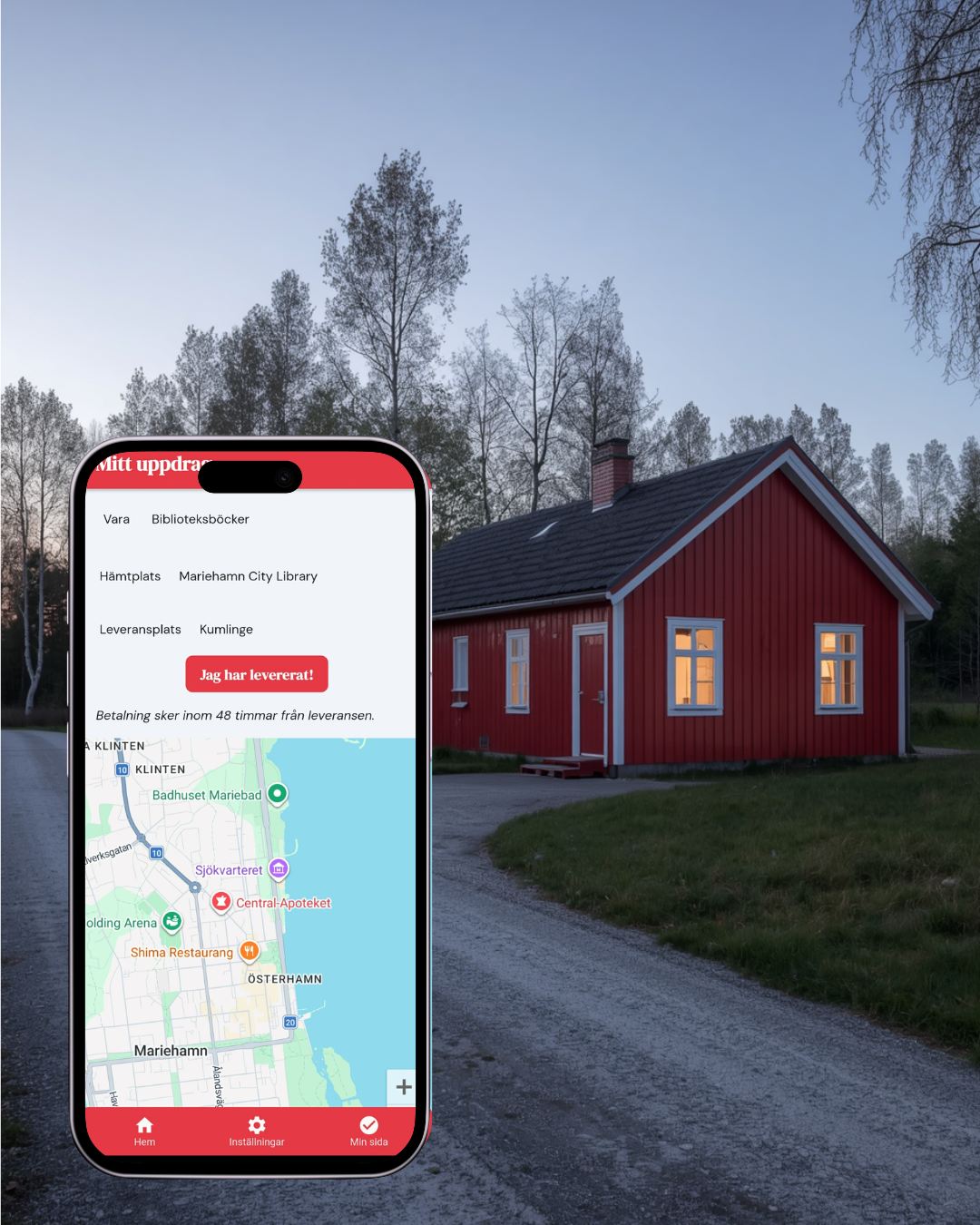 Bäraren har levererat, uppdraget visas på kartan